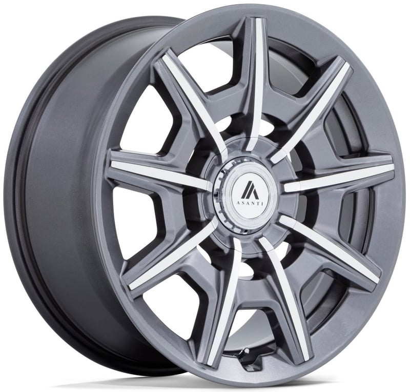 (clearance - no returns) 22x9 asanti abl-41 gloss anthracite bright machined face 5x4.25/108 5x4.5/114.3 38mm