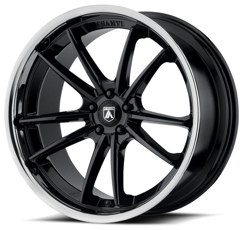 22x9 asanti abl-23 gloss black w/ chrome lip 5x120 32mm