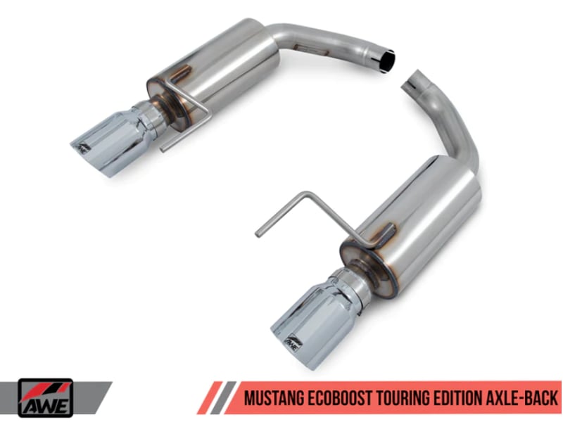 awe tuning 15-20 s550 mustang ecoboost axle-back exhaust - touring edition (chrome silver tips) 3015-32086