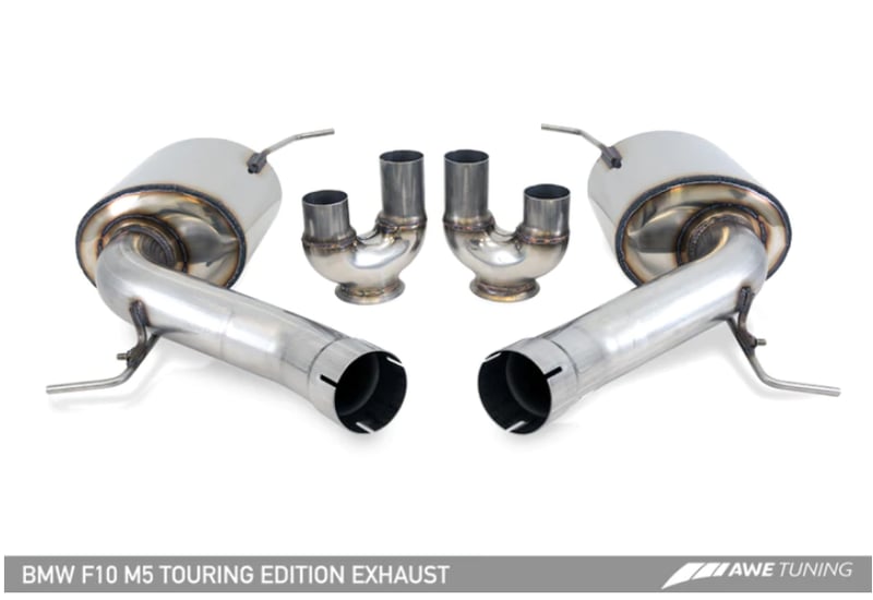 awe tuning 13-16 bmw f10 m5 touring edition axle-back exhaust chrome silver tips 3015-42062