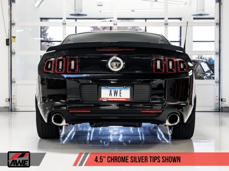 awe tuning 11-14 s197 mustang gt axle-back exhaust - track edition (chrome silver tips) 3020-32040