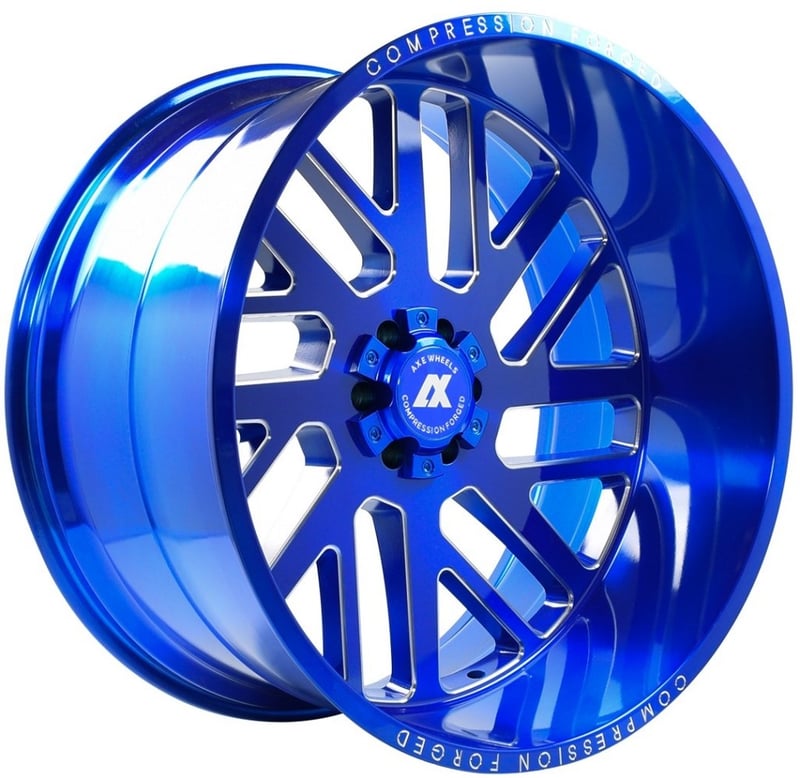 24x14 axe offroad ax2.7 candy blue milled (compression forged) (* may require trimming) 8x170 -76mm