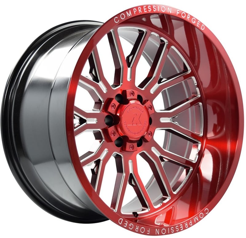26x14 axe offroad ax6.2 candy red milled (compression forged) (* may require trimming) 8x6.5/165 -76mm