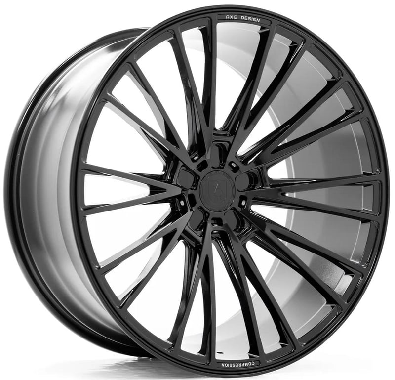 22x9 axe cf2 gloss black (compression forged) 5x5/127 35mm (custom)
