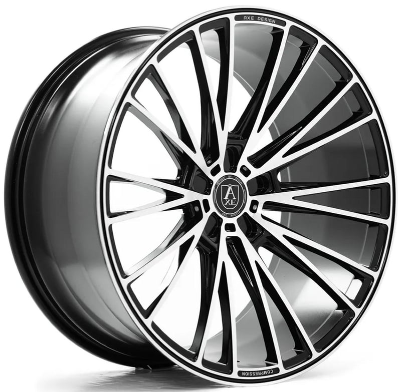 22x9 axe cf2 gloss black mirror face (compression forged) 5x115 35mm (custom)