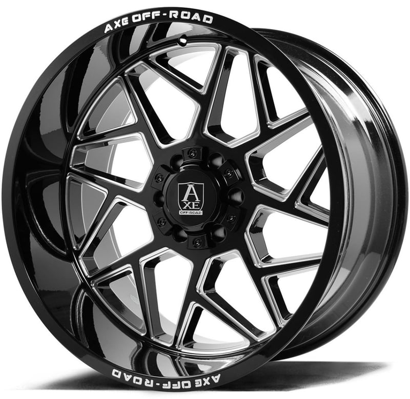 24x12 axe offroad nemesis gloss black double milled (* may require trimming) 8x6.5/165 -44mm