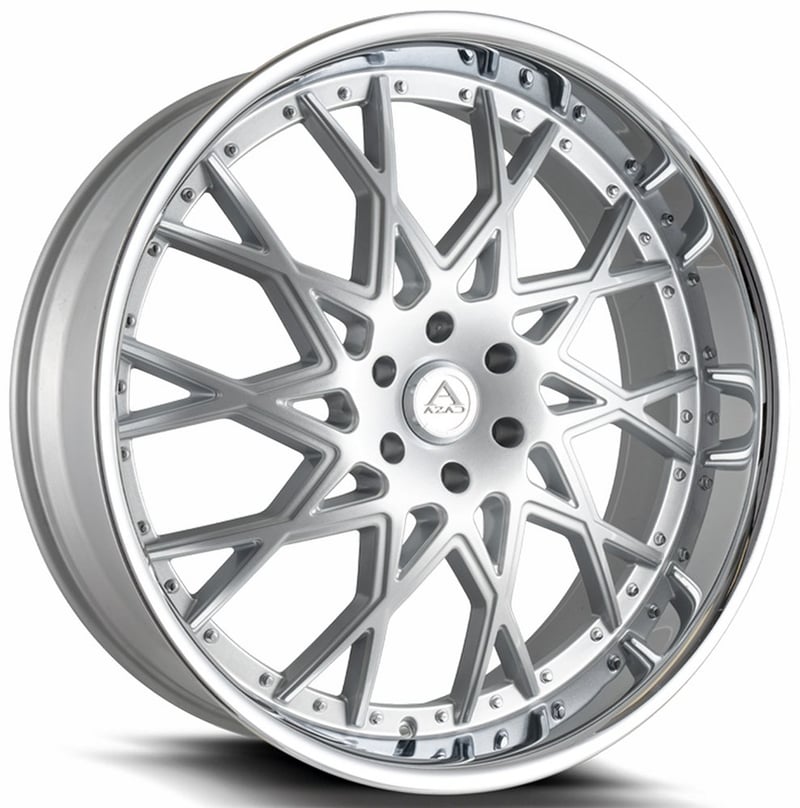 24x10 azad az822 brushed silver w/ chrome stainless steel lip 6x5.5/139.7 25mm