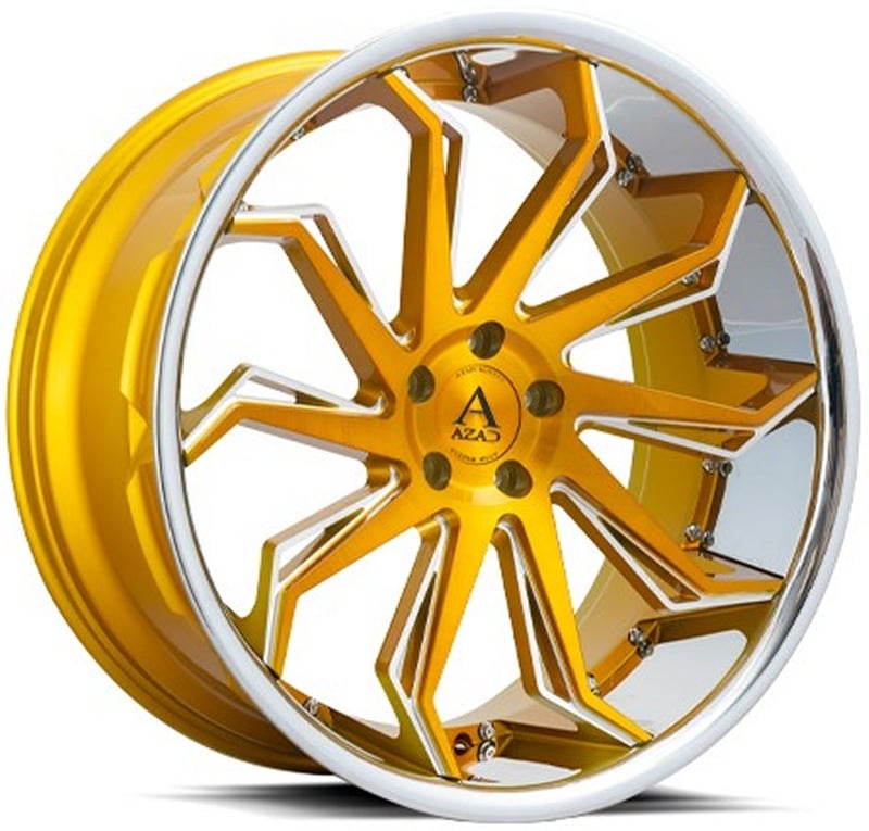 20x10.5 azad az1101 brushed gold w/ chrome stainless steel lip 5x120 42mm