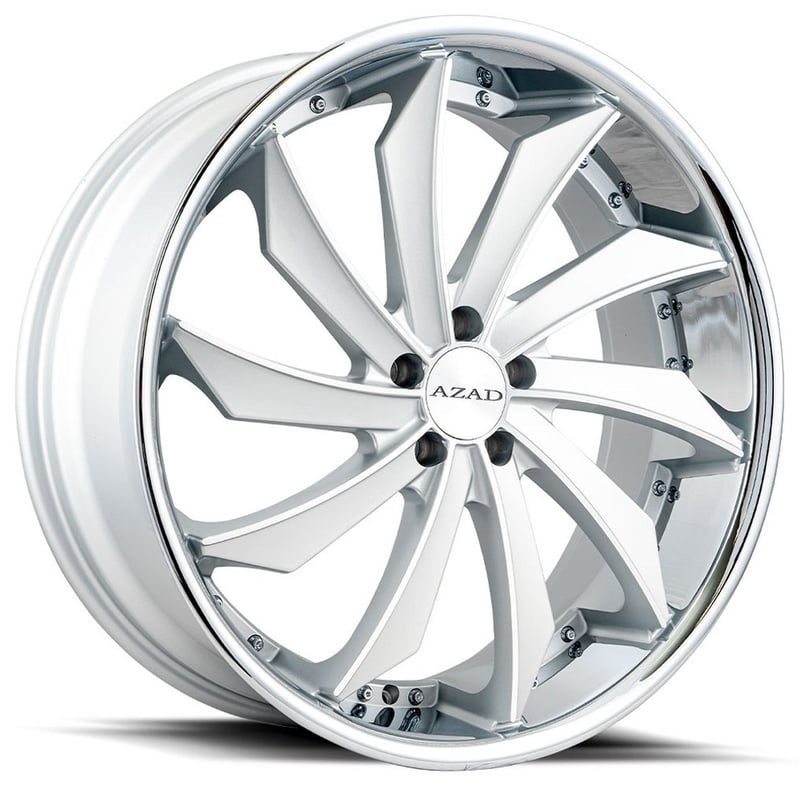 22x9 azad az911 silver w/ chrome ss lip (true directional) (left) 5x112 35mm
