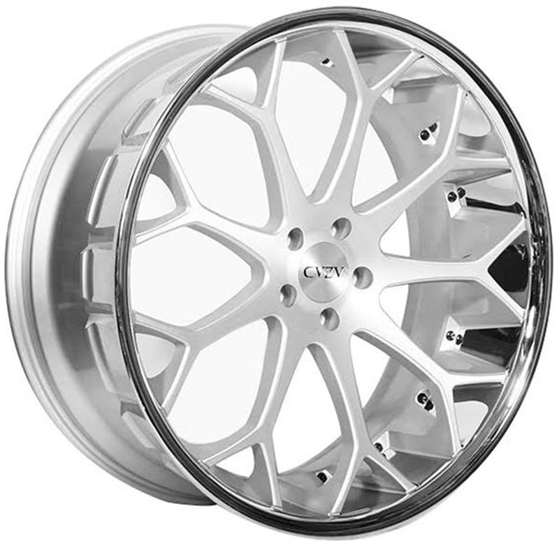 22x9 azad az99 brushed silver w/ chrome stainless steel lip 5x120 32mm