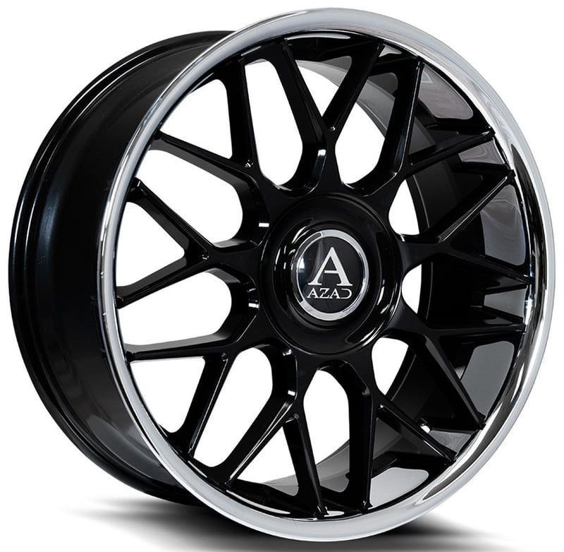 24x10 azad azv02 gloss black w/ stainless steel chrome lip 5x120 5x5/127 15mm