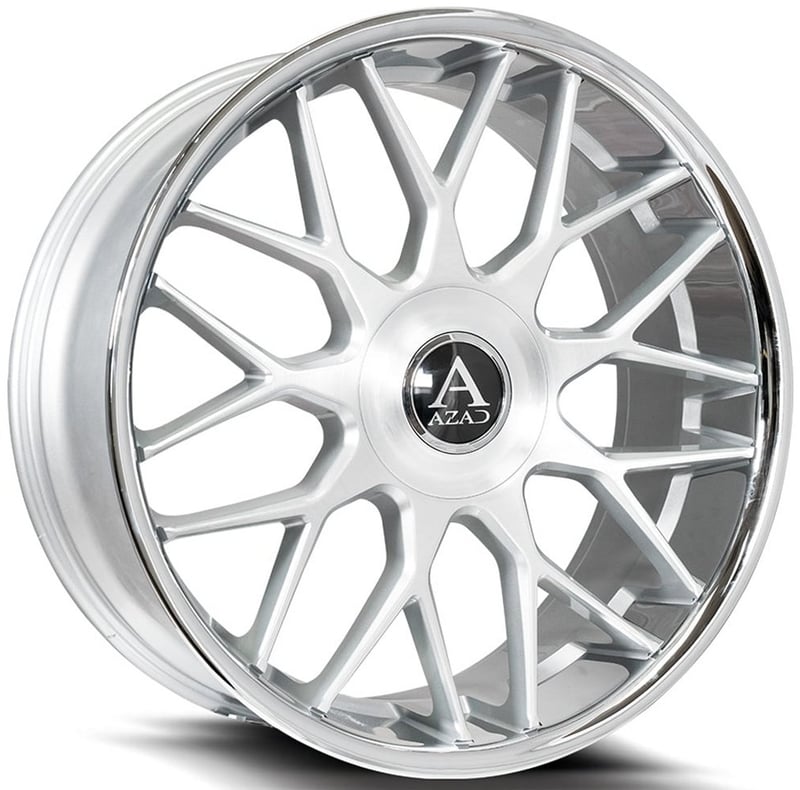 24x10 azad azv02 brushed silver w/ stainless steel chrome lip 6x135 6x5.5/139.7 25mm