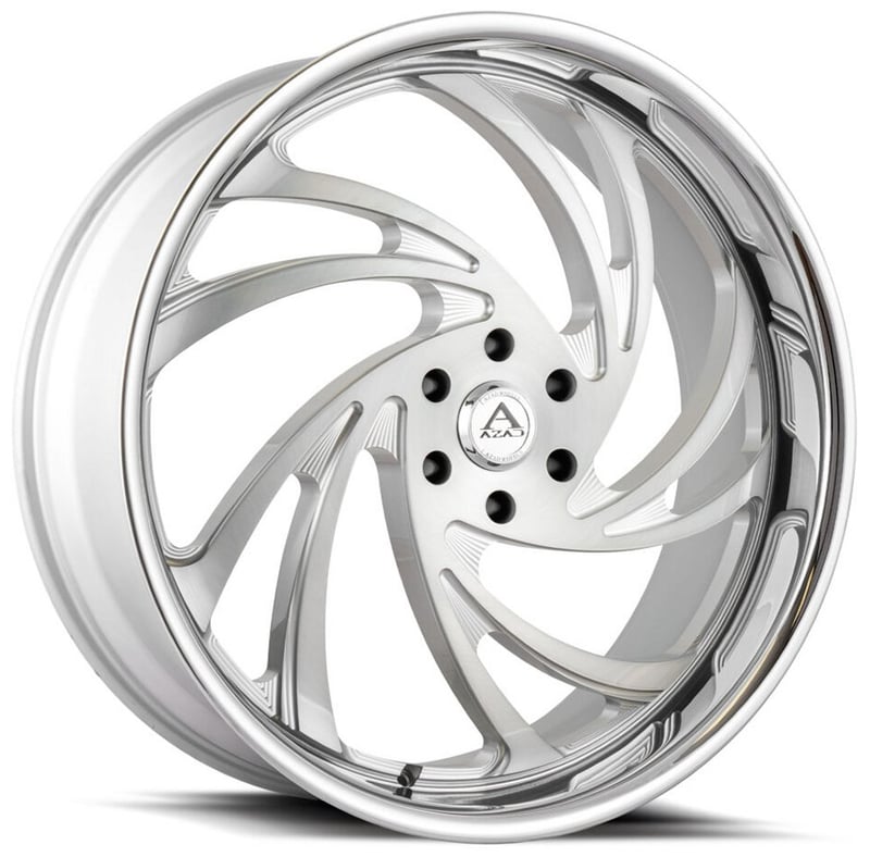 22x9.5 azad az drip brushed silver w/ chrome stainless steel lip 5x115 15mm