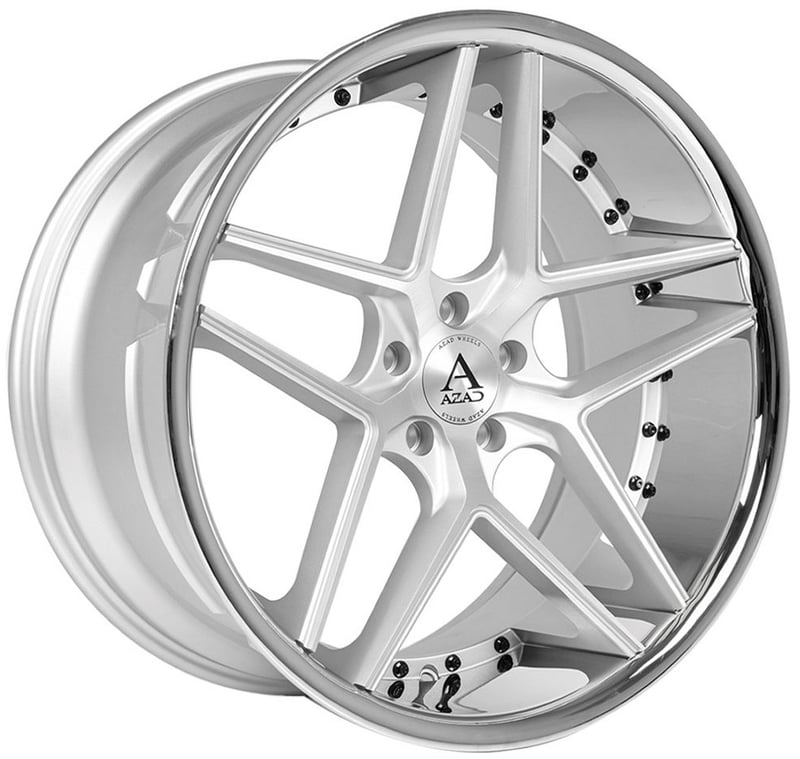 AZAD AZ1029 Silver Brushed w/ Chrome Stainless Steel Lip