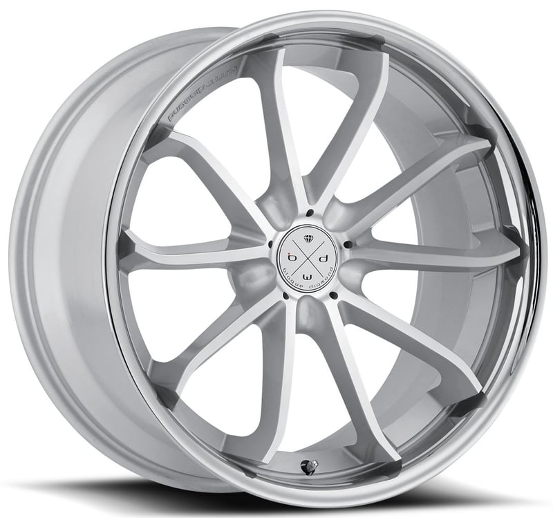 20x10 blaque diamond bd-23 gloss silver w/ chrome stainless steel lip (custom)