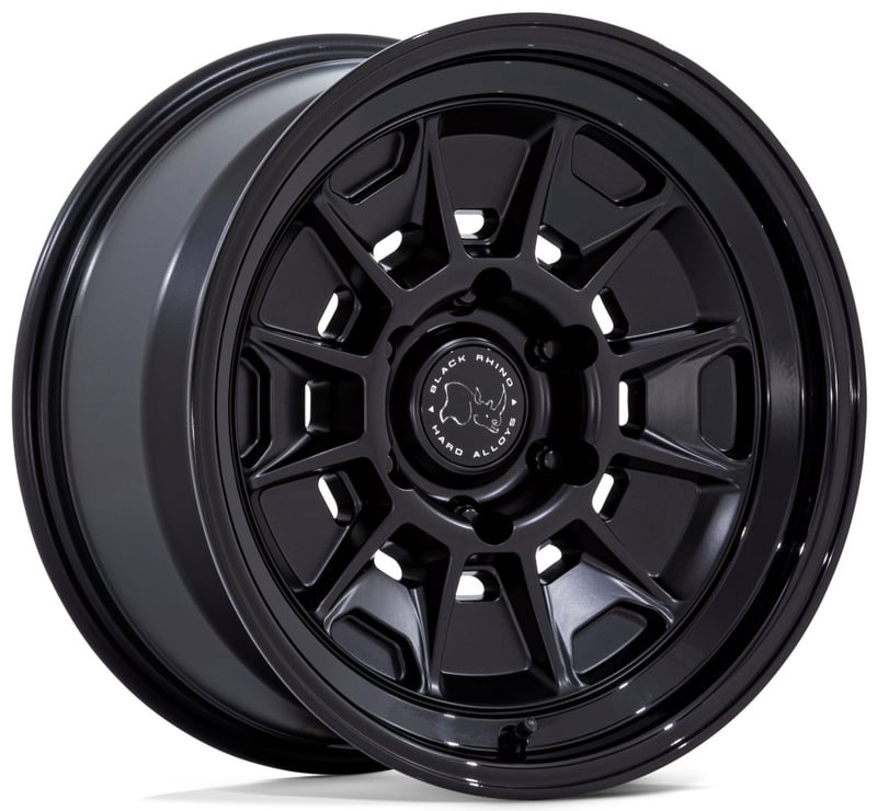 17x9 black rhino br021 mondo matte black w/ gloss black lip 6x5.5/137.9 -38mm