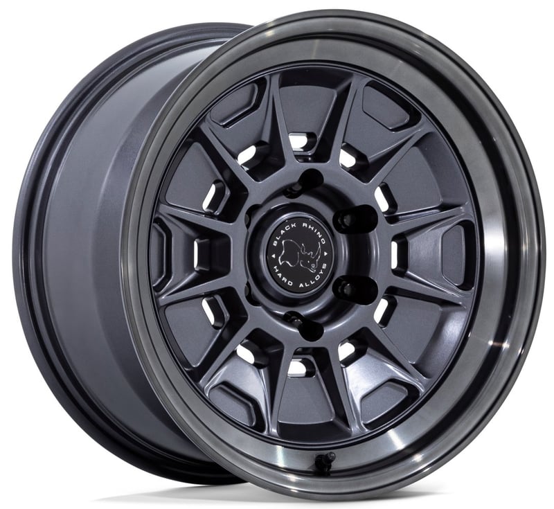 17x8.5 black rhino br021 mondo matte gunmetal w/ gloss gray lip 6x5.5/137.9 -10mm