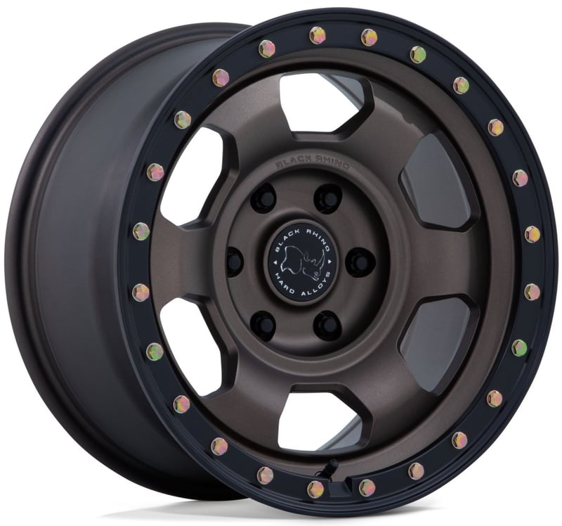 17x8.5 black rhino br029 trooper burnt bronze w/ matte black lip 6x5.5/139.7 25mm