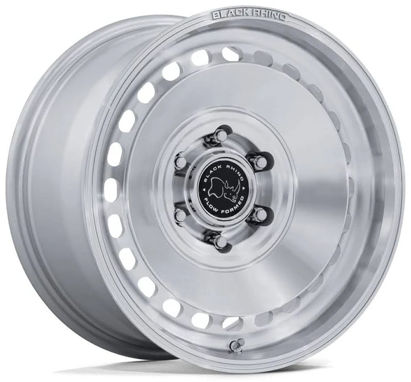 17x8.5 black rhino br036 basin gloss silver machined (flow formed) 5x5/127 0mm