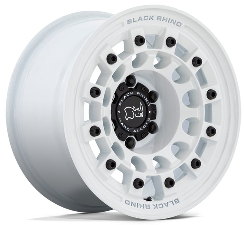 (clearance - no returns) 17x8 black rhino fuji gloss white 5x4.5/114.3 30mm