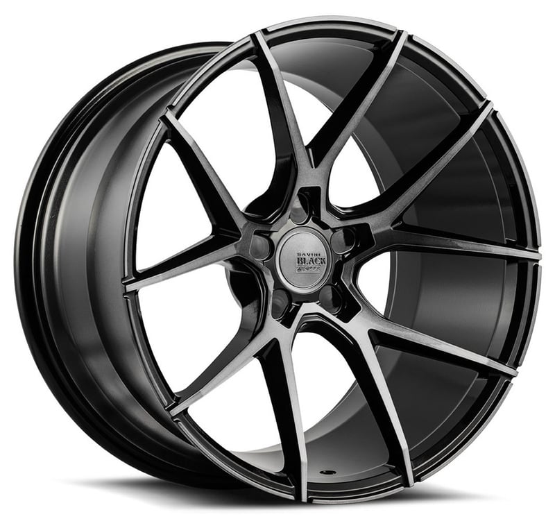 20x10 savini black di forza bm14 gloss black w/ double dark tint face (custom)