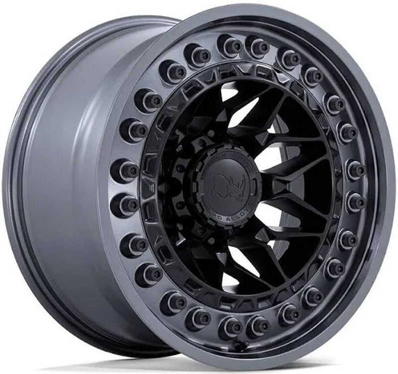 18x9 black rhino alpha matte black w/ gunmetal lip 8x6.5/165 0mm