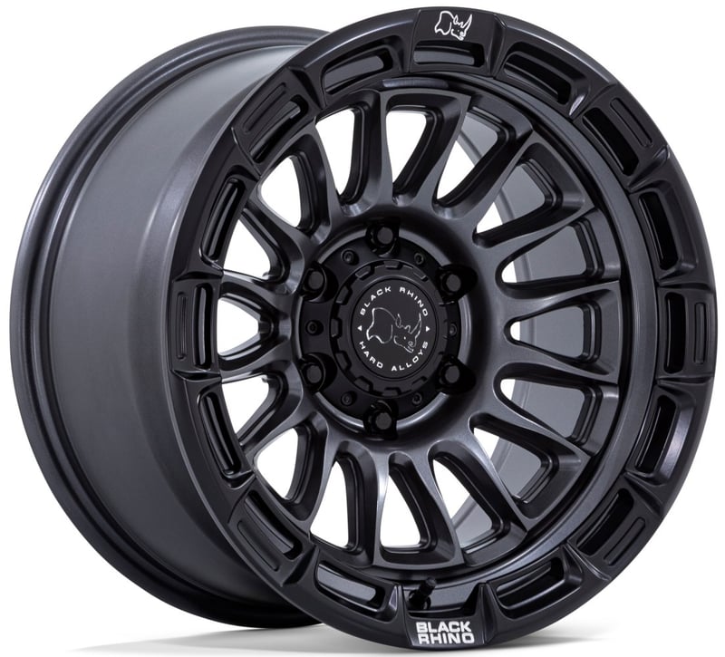 17x9 black rhino br025 rival matte gunmetal w/ matte black lip 5x5/127 -12mm