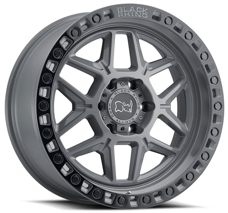 (clearance - no return) 20x9 black rhino kelso battleship gray w/ black lip & black bolts 5x5/127 0mm