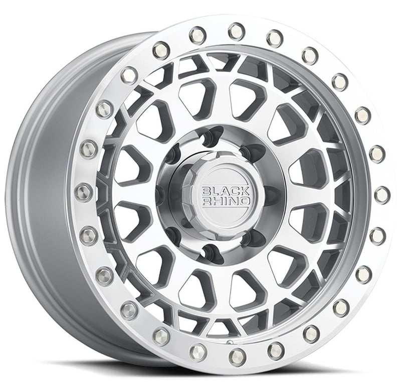 17x9 black rhino primm silver w/ mirror face & machined ring 5x5/127 -18mm