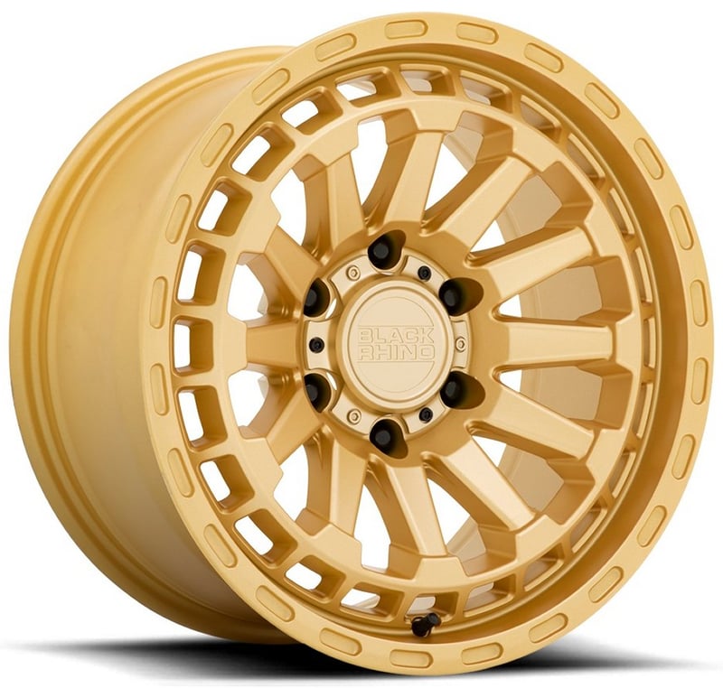 (clearance - no returns) 20x9.5 black rhino raid gold 5x5/127 -18mm