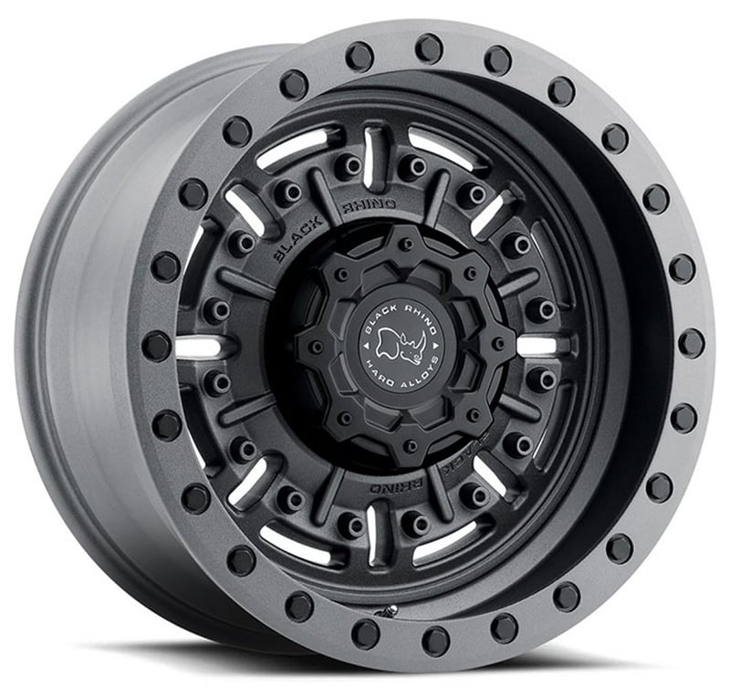 18x9.5 black rhino abrams gun black w/ machined dark tint lip 5x5/127 -18mm