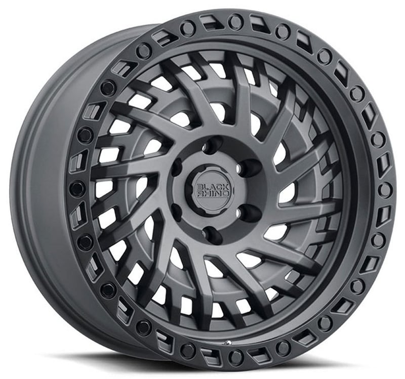 (clearance - no returns) 17x9 black rhino shredder matte gunmetal w/ black lip edge (rotary forged) 5x5/127 -18mm
