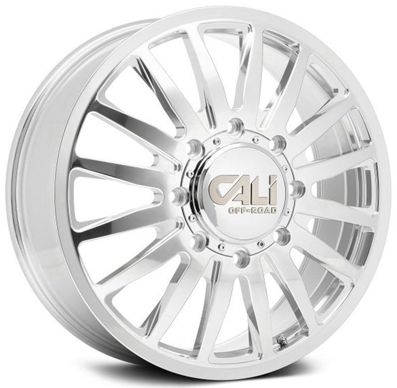 22x8.25 cali off-road summit dually front 9110d polished w/ milled spokes 8x6.5/165 115mm 121.3 c.b.