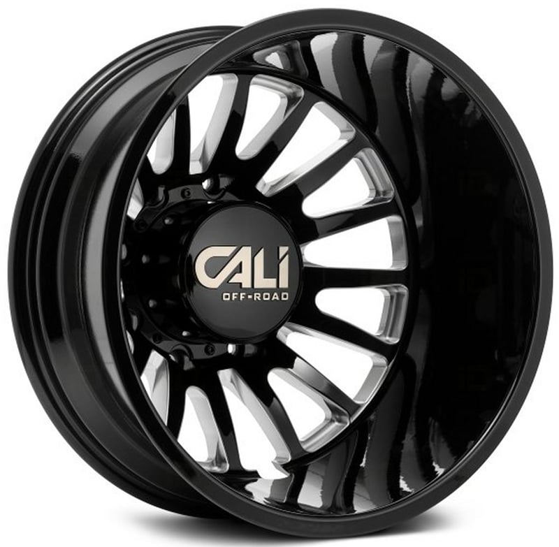 22x8.25 cali off-road summit dually rear lifted 9110d gloss black w/ milled spokes 8x200 -232mm 142.0 c.b.