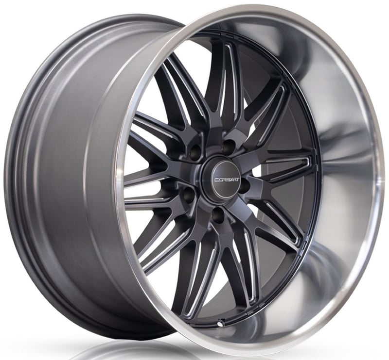 22x8.5 corsart alcatraz r508 matte gunmetal milled diamond cut lip 5x135 6mm