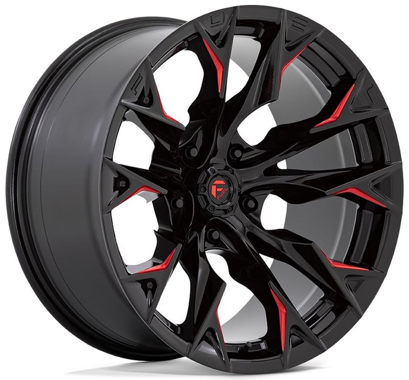 (clearance - no returns) 20x10 fuel off-road flame 5 gloss black milled w/ candy red d823 5x5.5/139.7 -18mm