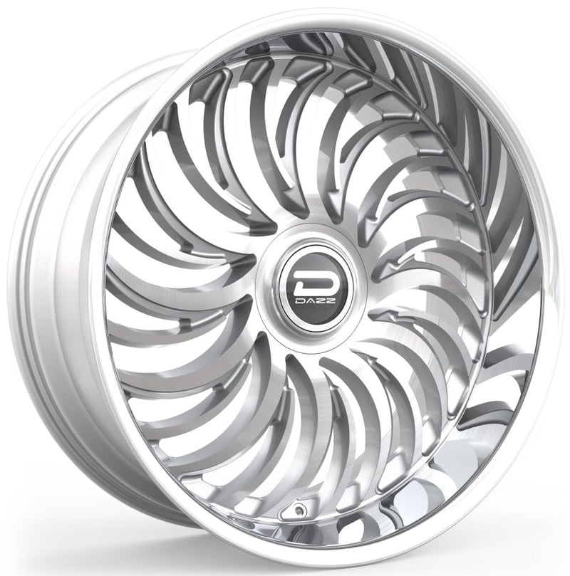 24x9 dazz d103 heat gloss silver brushed w/ chrome stainless steel lip 5x4.75/120.7 5x5/127 0mm
