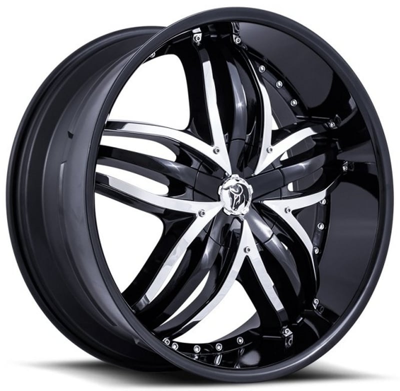 20x8.5 diablo angel black w/ chrome inserts 5x4.5/114.3 5x120 35mm