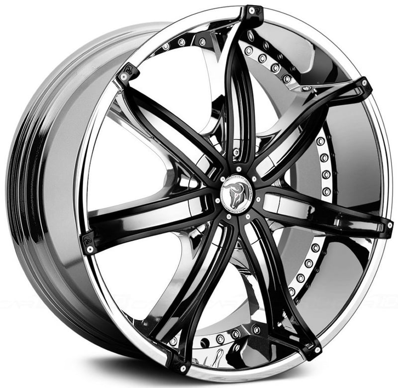 24x10 diablo dna chrome w/ black inserts 6x5.5/139.7 35mm