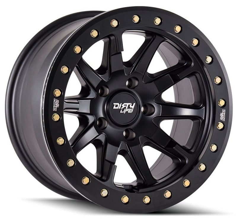 (clearance - no returns) 20x9 dirty life 9304 dt-2 matte black w/ simulated beadlock black ring 6x135 12mm