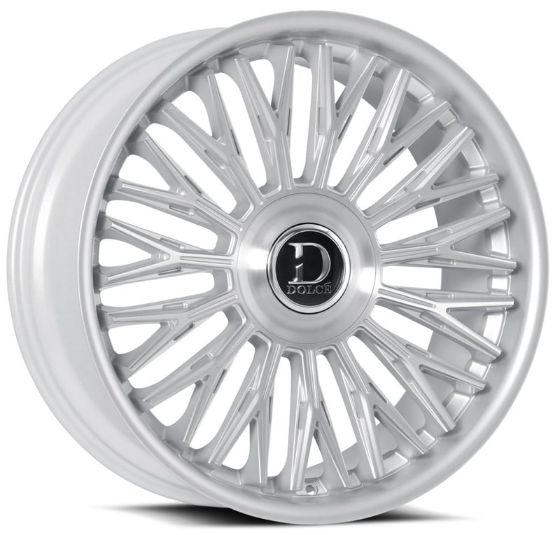 22x10.5 dolce luxury lusso gloss silver brushed w/ stainless lip 5x112 5x120 35mm