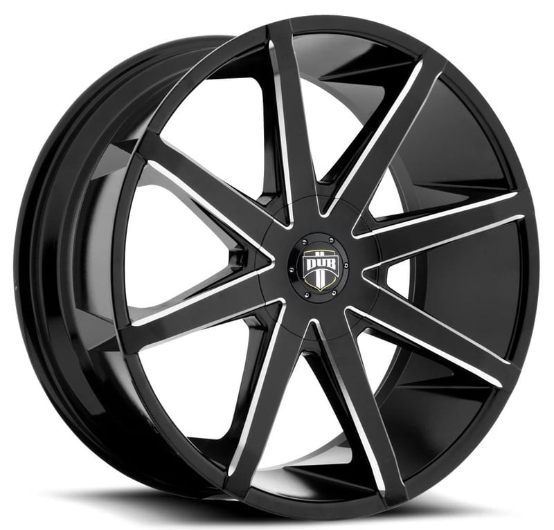 22x9.5 dub push gloss black/ milled accents s109 5x4.5/114.3 5x120 32mm