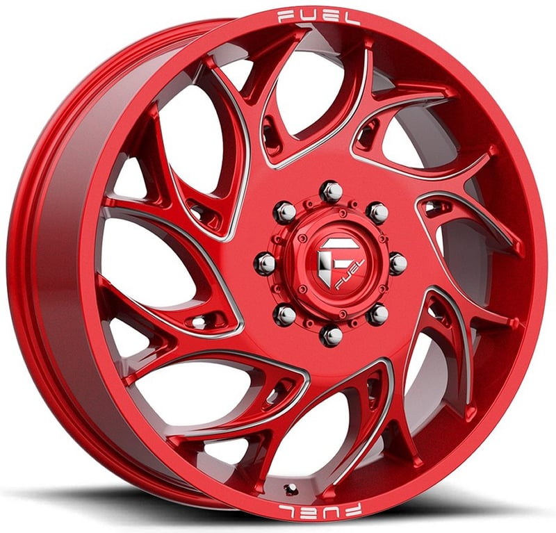 (clearance - no returns) 22x8.25 fuel off-road runner candy red milled dually front d742 8x6.5/165 105mm 121.5 c.b.