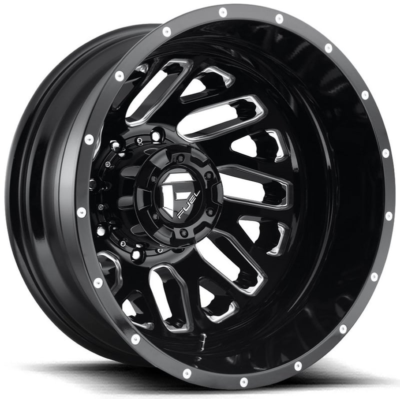 22x8.25 fuel off-road triton gloss black milled dually rear outer d581 8x200 -201mm 142.0 c.b.