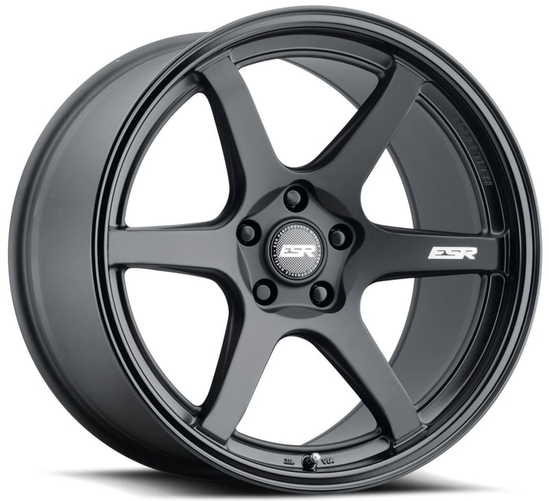 18x8.5 esr ap6 matte black w/ gloss black lip (flow form) 5x115 30mm (custom)