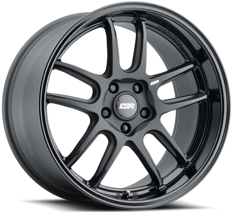 18x10.5 esr ap8 matte black w/ gloss black lip (flow form) 5x4.25/108 22mm (custom)