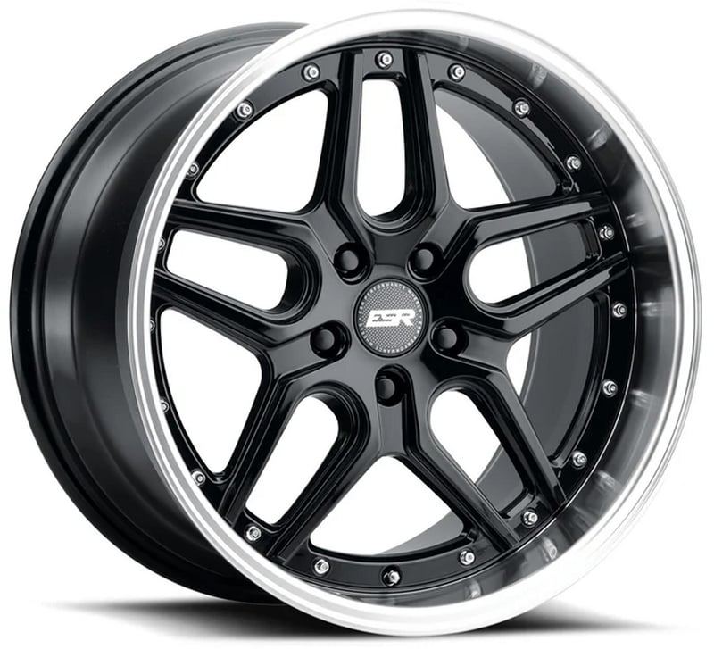 18x8.5 esr cs15 gloss black w/ machined lip (custom)
