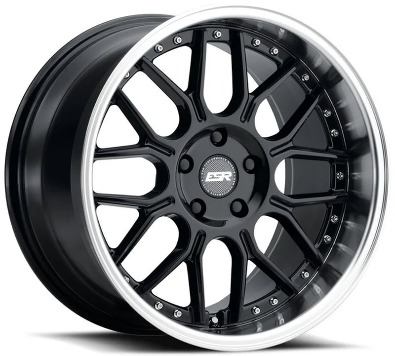 18x9.5 esr cs18 gloss black machined lip (custom) 5x4.25/108 22mm