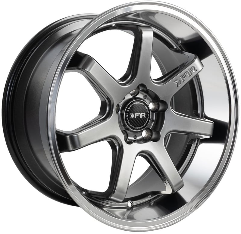 18x9.5 f1r fc7 hyper black w/ polish lip 5x100 35mm