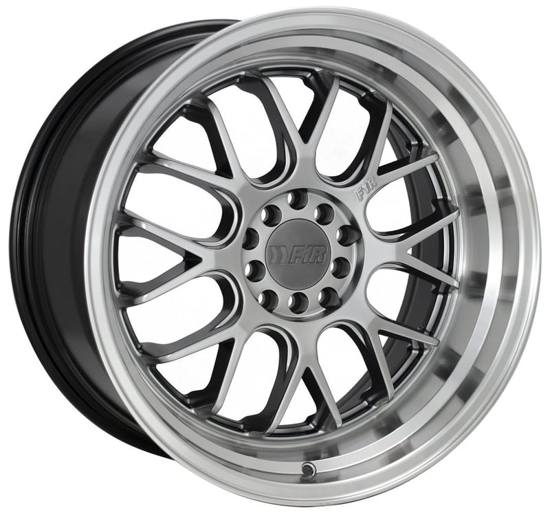 18x9.5 f1r f21 v2 hyper black w/ polish lip 5x100 5x4.5/114.3 35mm